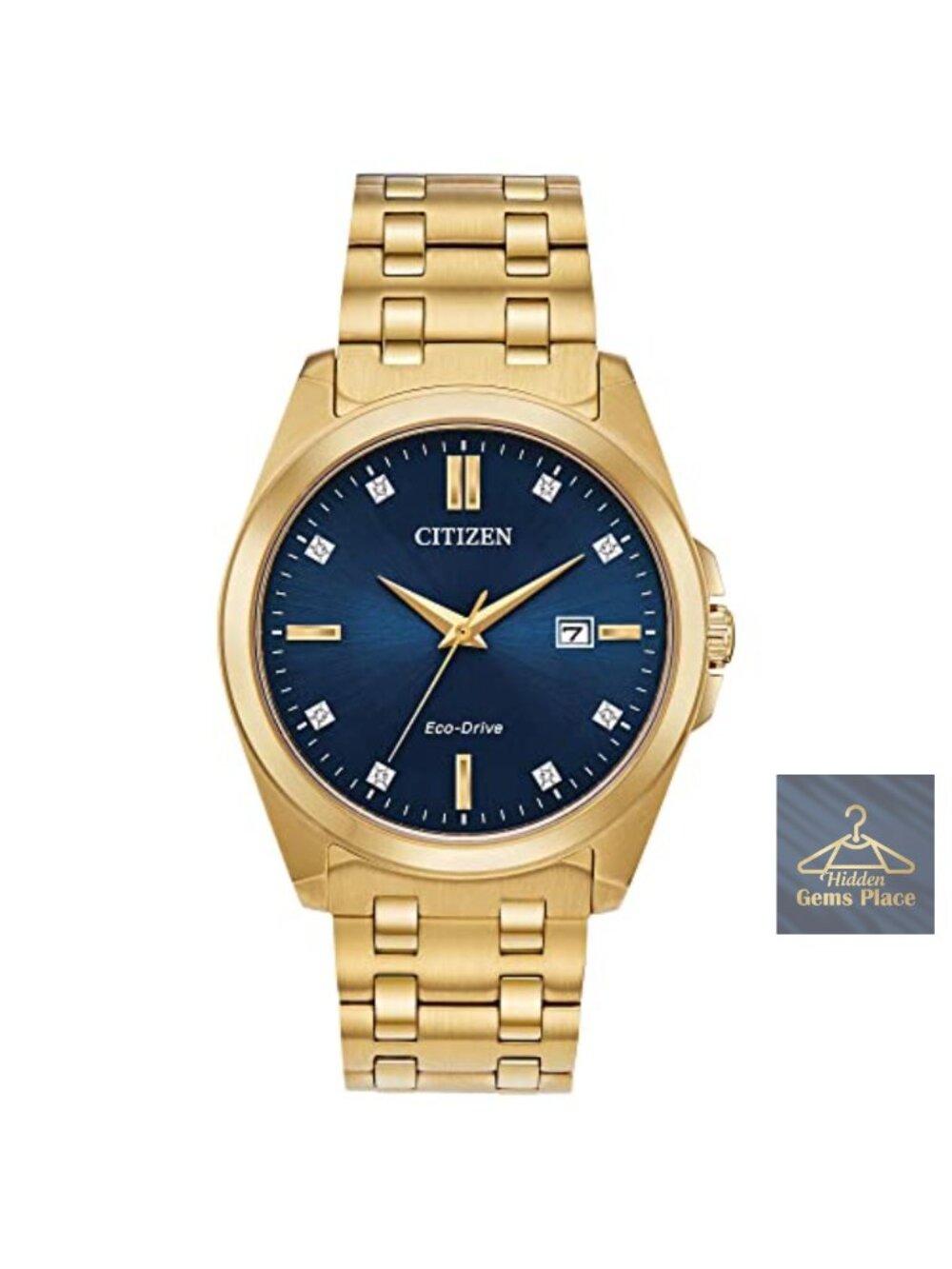 Men's Eco-Drive Watch Gold-Tone Stainless Steel Sapphire Crystal Diamond